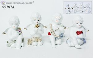 Ангелы+Сердце Нр4шт 4х(5*8)см бел фар/48нб