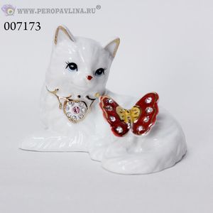 Кошечка+Бабочка 11*8,5см белая