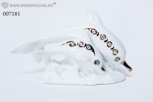Дельфины на волне 13*8см белые