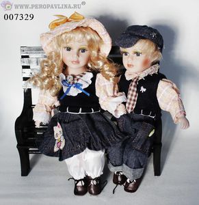 Куклы на скамейке 31*30*21см Джинс стайл2 фар+текс