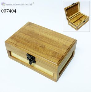 Шкатулка с вставкой 18*7,5*12см бамбук/70шт
