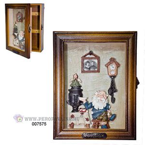 Ключница Домовой К счастью 6кл 20*25см дерево/24