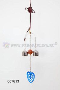 МВ 2Колокол+Сердце синее+Шар 5*40*3см серебро бронза