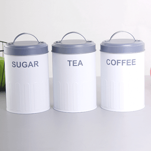 Банки Сканди для хранения Набор 3 шт по 1 л белые с серой крышкой