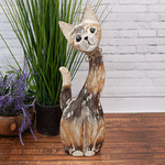 Кошка с бантиком Лада 50 см полосатая коричневая с серым