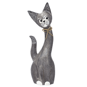 Кошка с бантиком 50 см дымчатая дерево албезия