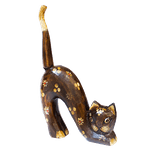 Кошка Хвост трубой 33 см роспись цветами коричневая албезия