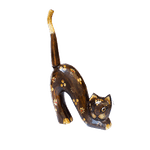 Кошка Хвост трубой 28 см роспись цветами коричневая албезия