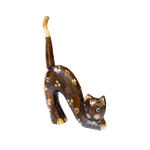 Кошка Хвост трубой 22 см роспись цветами коричневая албезия