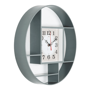 Часы с полочками 35 см серый корпус