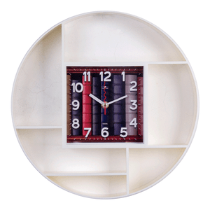 Часы с полочками 35 см белый корпус