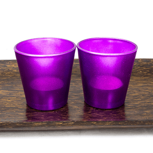Свечи в стакане Набор 2 шт 6 см фиолетовые