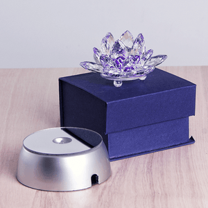 Лотос хрустальный фиолетовый 9 см с подставкой