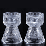 Подсвечники для столовых свечей Глория 2 шт 9 см рельефный прозрачный
