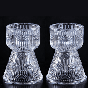 Подсвечники для столовых свечей Глория 2 шт 9 см рельефный прозрачный