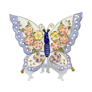 Бабочка Ажур 27х22 см цветная на подставке фарфор