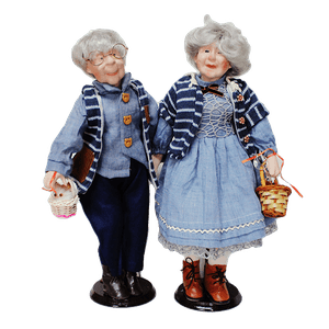 Куклы Бабушка c Дедушкой и Котик в корзинке 2х41см