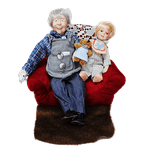 Куклы Дедушка с внучкой в кресле 31х36см
