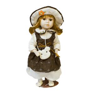 Кукла Маленькая леди 30 см бежево-коричневое платье сумочка мишка в ассортименте