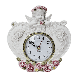 Часы Ангел с розами 13х14 см Нежность белые