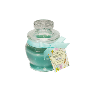 Свеча ароматическая в вазочке 10 см Розмарин бирюзовая