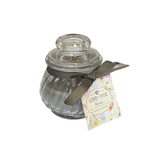 Свеча ароматическая в вазочке 9 см Цитрусовый миск жемчужно-серая